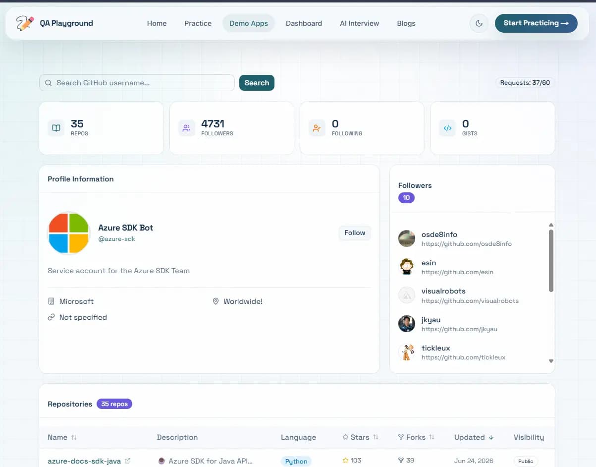 GitHub User Search app preview