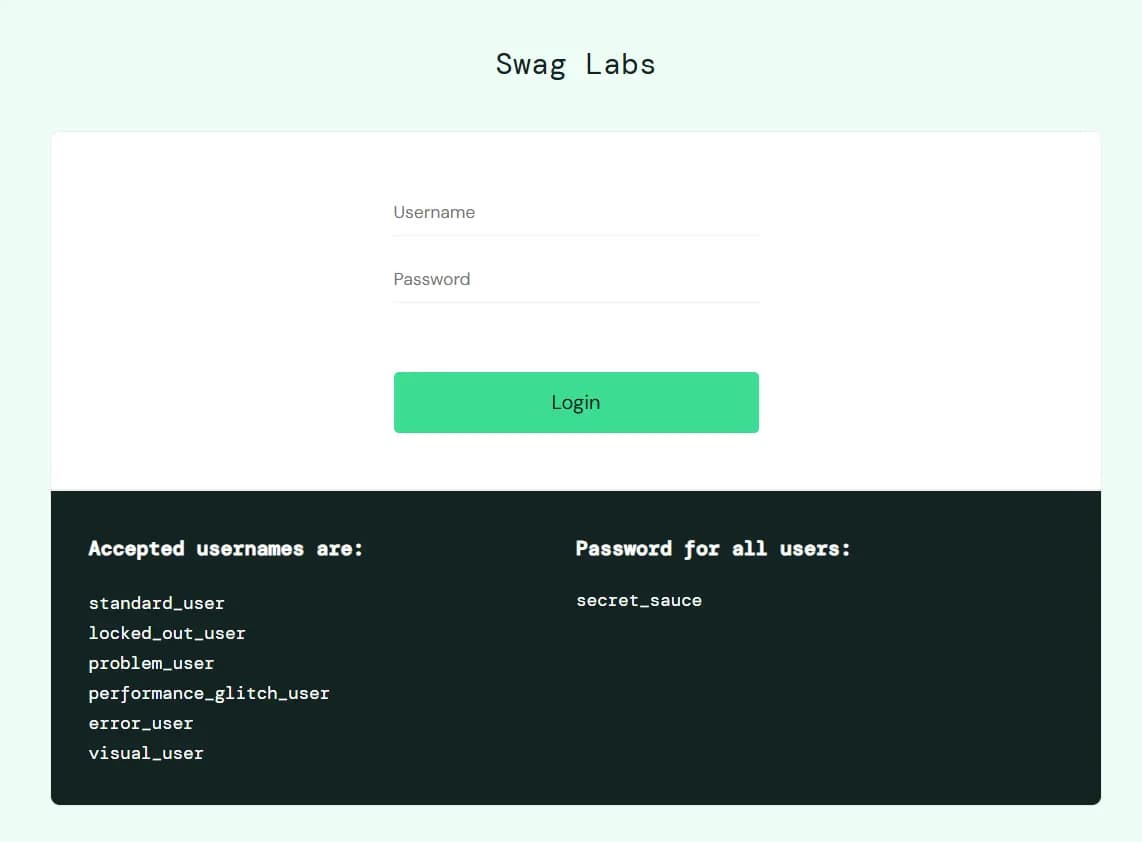 Sauce Demo website preview