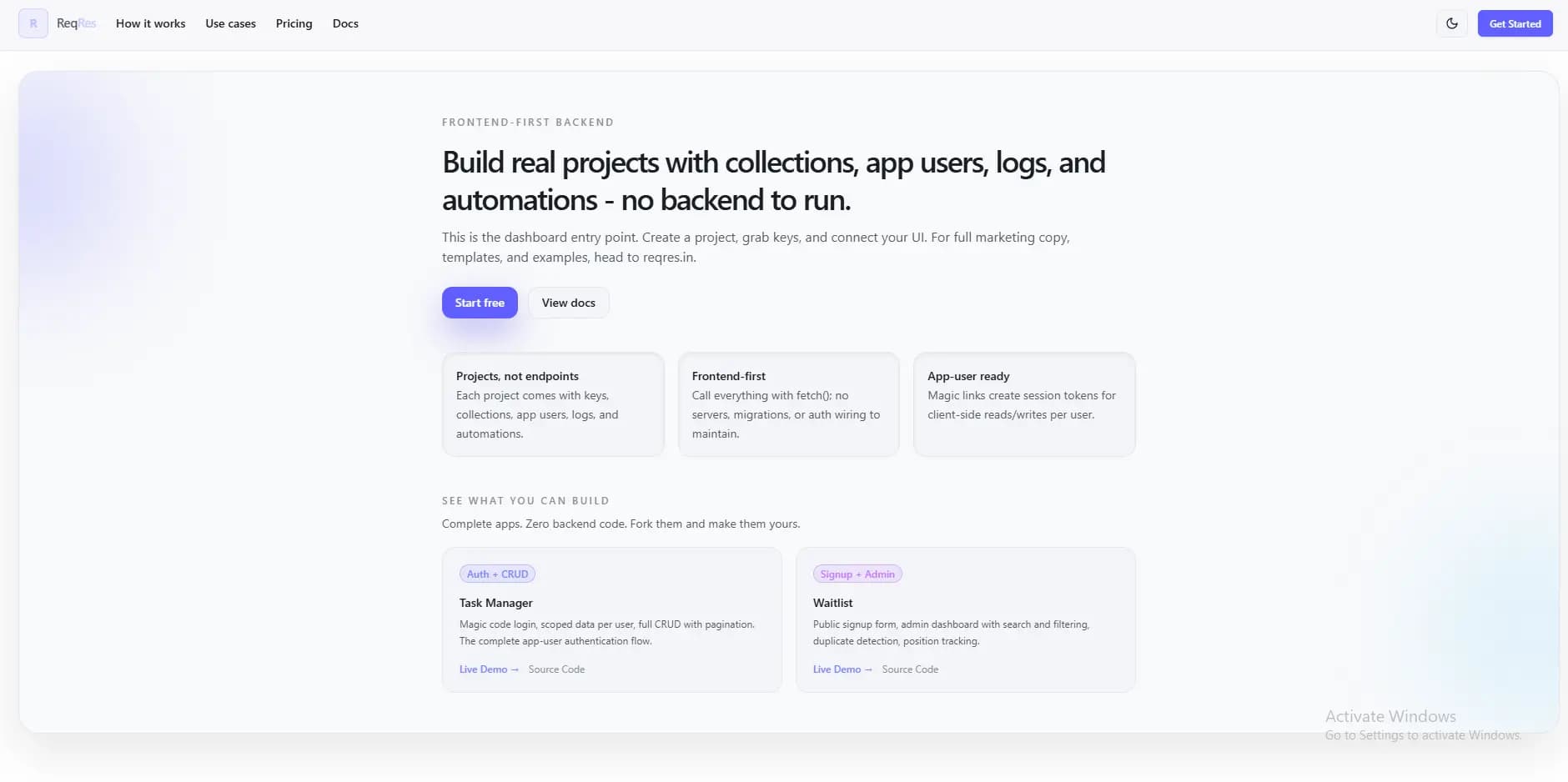 ReqRes website preview